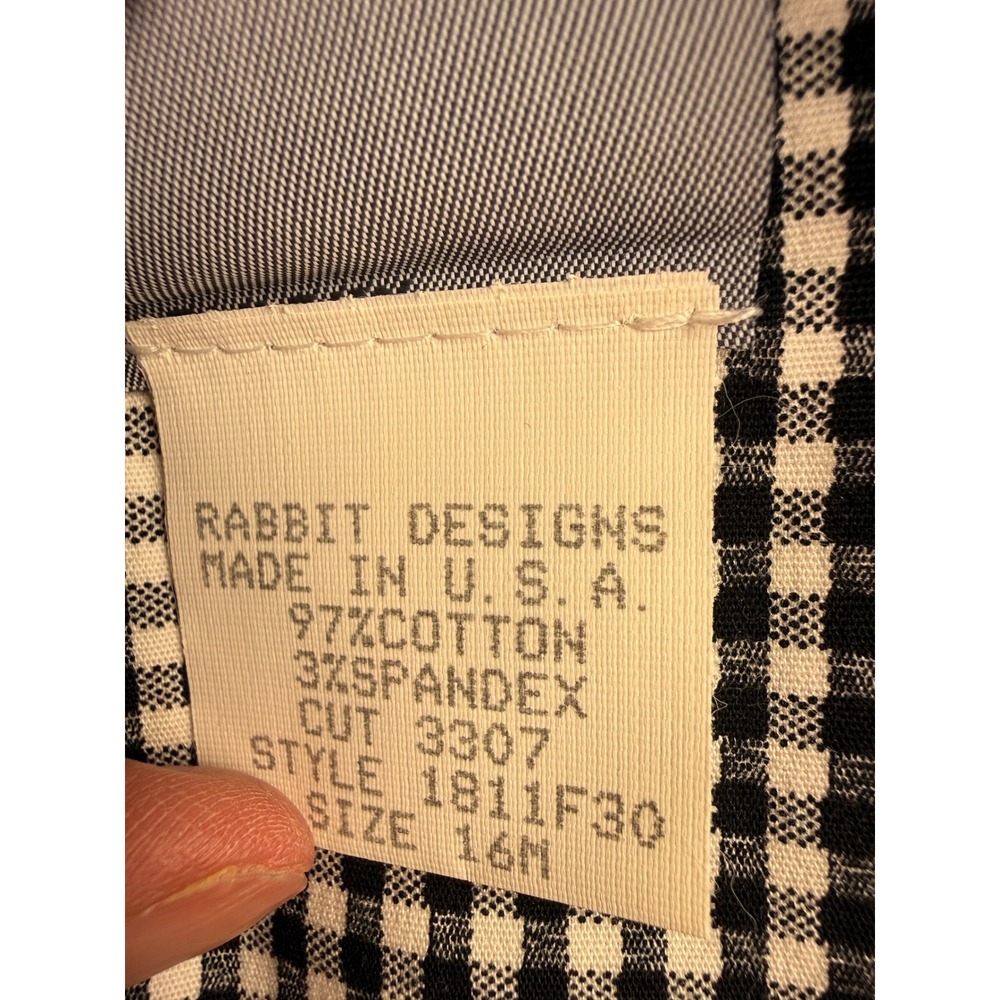 Vtg. Rabbit Designs Womens Black White Gingham Sheath Dress 16M Made in USA - Picture 6 of 12